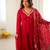 Red khatli & mirror work georgette gown set