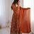 Orange heavy embroidered georgette anarkali set