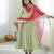 Pista green designer sequins & mirror work roman silk anarkali set