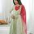 Pista green designer sequins & mirror work roman silk anarkali set