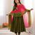 Olive green designer sequins & mirror work roman silk anarkali set