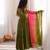 Olive green designer sequins & mirror work roman silk anarkali set