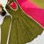 Olive green designer sequins & mirror work roman silk anarkali set