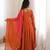 Rust orange designer sequins & mirror work roman silk anarkali set