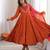 Rust orange designer sequins & mirror work roman silk anarkali set