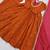 Rust orange designer sequins & mirror work roman silk anarkali set