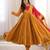 Mustard yellow designer sequins & mirror work roman silk anarkali set