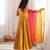 Mustard yellow designer sequins & mirror work roman silk anarkali set