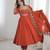 Orange sequins embroidered roman silk anarkali set