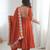 Orange sequins embroidered roman silk anarkali set