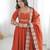 Orange sequins embroidered roman silk anarkali set