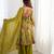 Green floral printed chanderi kurta palazzo set