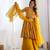 Yellow floral printed chanderi kurta palazzo set