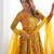 Yellow floral printed chanderi kurta palazzo set