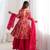 Rani pink floral printed chanderi kurta palazzo set