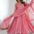 Pink sequins embroidery work georgette gown with pant & dupatta