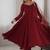 Maroon mirror work lace border crush silk anarkali set