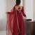 Maroon mirror work lace border crush silk anarkali set