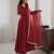 Maroon mirror work lace border crush silk anarkali set