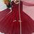 Maroon mirror work lace border crush silk anarkali set