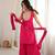Hot pink mirror work roman silk kurta palazzo set