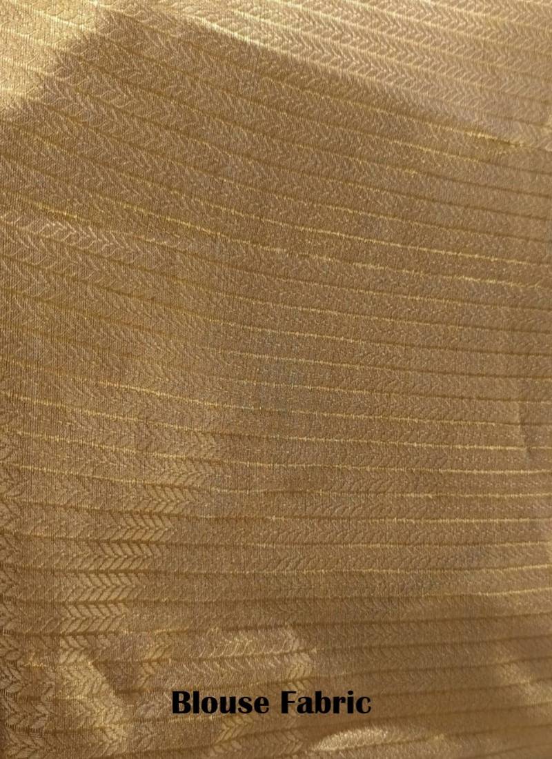gold zari woven silk blend saree with blouse
