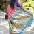 Onion pink paithani silk blend saree with contrast blue zari border