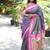 Lavender purple paithani silk blend saree with contrast pink zari border