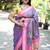 Lavender purple paithani silk blend saree with contrast pink zari border