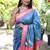 Light blue paithani silk blend saree with contrast pink zari border