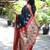 Black paithani silk blend saree with contrast red zari border