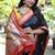 Black paithani silk blend saree with contrast red zari border