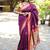 Purple paithani silk blend saree with contrast red zari border