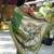 Dark green paithani silk blend saree with floral & peacock motifs
