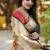 Black paithani silk blend saree with floral & peacock motifs