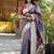 Lavender grey paithani silk blend saree with floral & peacock motifs