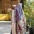 Lavender grey paithani silk blend saree with floral & peacock motifs