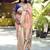 Peach paithani silk blend saree with floral & peacock motifs