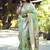 Mint green paithani silk blend saree with floral & peacock motifs