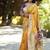 Mustard paithani silk blend saree with floral & peacock motifs
