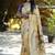 Cream paithani silk blend saree with floral & peacock motifs