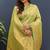 light parrot green & gold woven banarasi silk blend saree with rich zari border