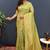 light parrot green & gold woven banarasi silk blend saree with rich zari border
