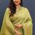 light parrot green & gold woven banarasi silk blend saree with rich zari border