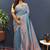 sky blue & gold woven banarasi silk blend saree with rich zari border