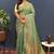 sea green & gold woven banarasi silk blend saree with rich zari border