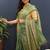 sea green & gold woven banarasi silk blend saree with rich zari border