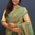 sea green & gold woven banarasi silk blend saree with rich zari border