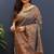 teal blue & gold woven banarasi silk blend saree with rich zari border