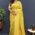 lemon green & gold woven banarasi silk blend saree with rich zari border